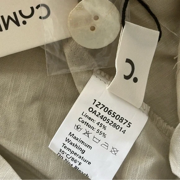 COMMENSE *NWT Cotton & Linen Pleated Cutout Long Dress | L - Picture 6 of 6